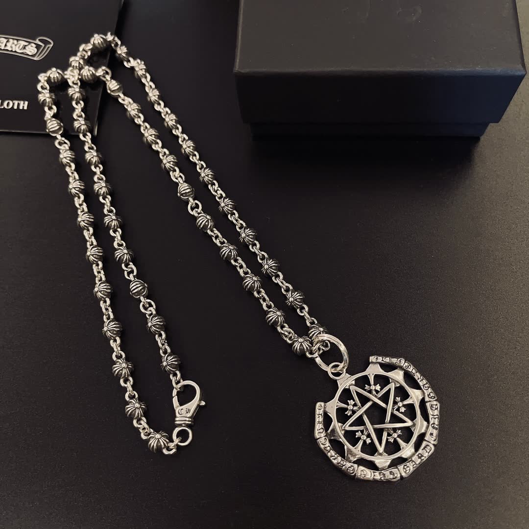 Chrome Hearts Silver Pentagram Pendant Necklace